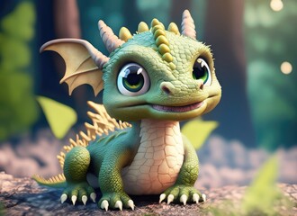 3D Cute smile dragon