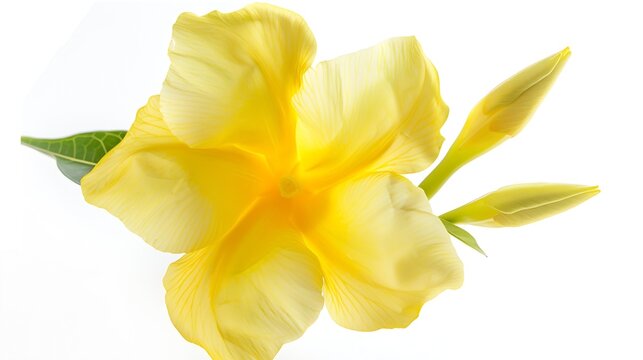 Allamanda or golden trumpet beautiful yellow flower isolated on white background : Generative AI