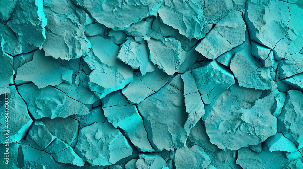 Poster blue green rock background dark turquoise toned mountain surface cracked closeup 3d effect modern co