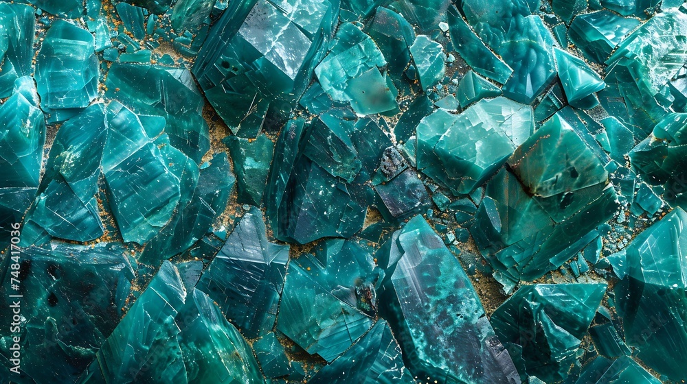 Aufkleber blue green stone background dark turquoise toned monochrome rock texture closeup wide banner colorfu
