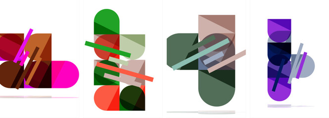 Square and round shape geometric poster set for wallpaper, business card, cover, poster, banner, brochure, header, website