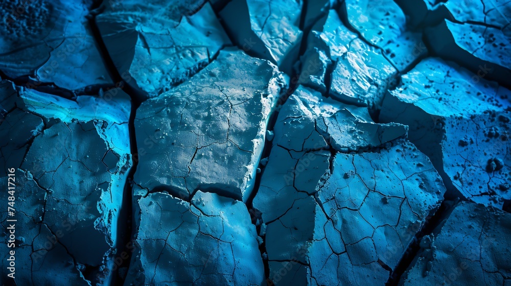 Fototapete abstract blue grunge background toned rock texture with cracks blue grunge stone background with cop