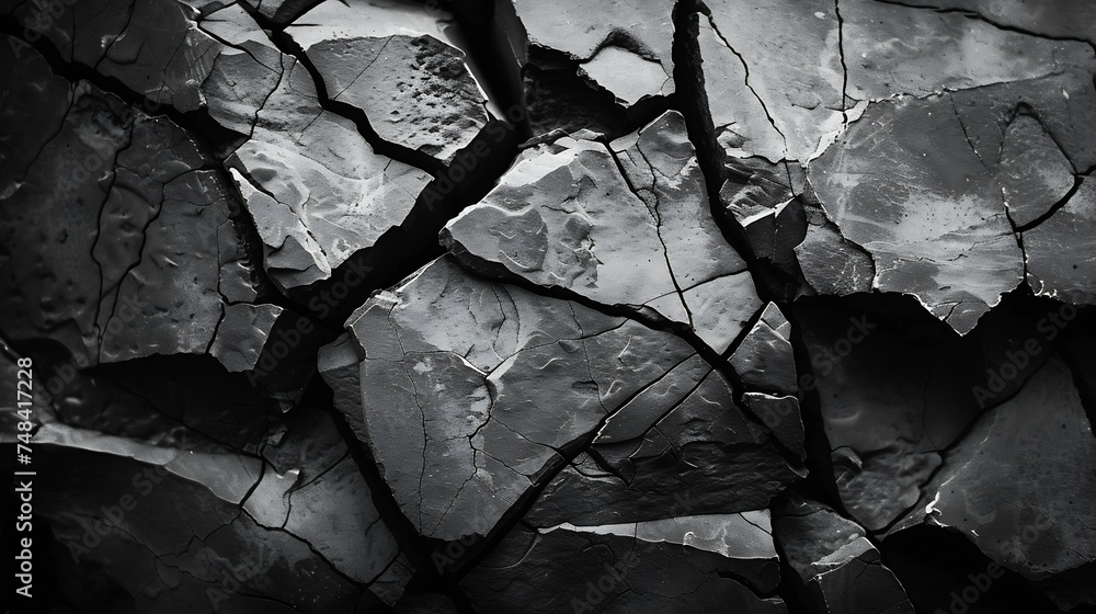 Aufkleber black grunge background texture of cracked stone surface black rock grunge background with copy spac