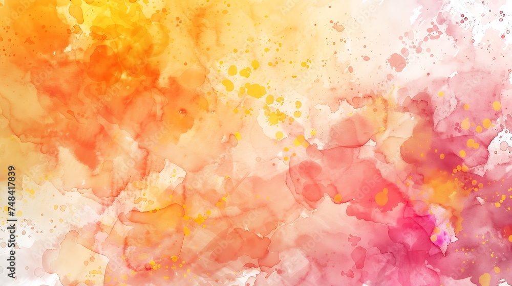 Poster hand drawn watercolor beautiful yellow orange pink background artistic background with copy space fo