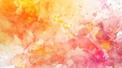 Hand drawn watercolor Beautiful yellow orange pink background Artistic background with copy space...