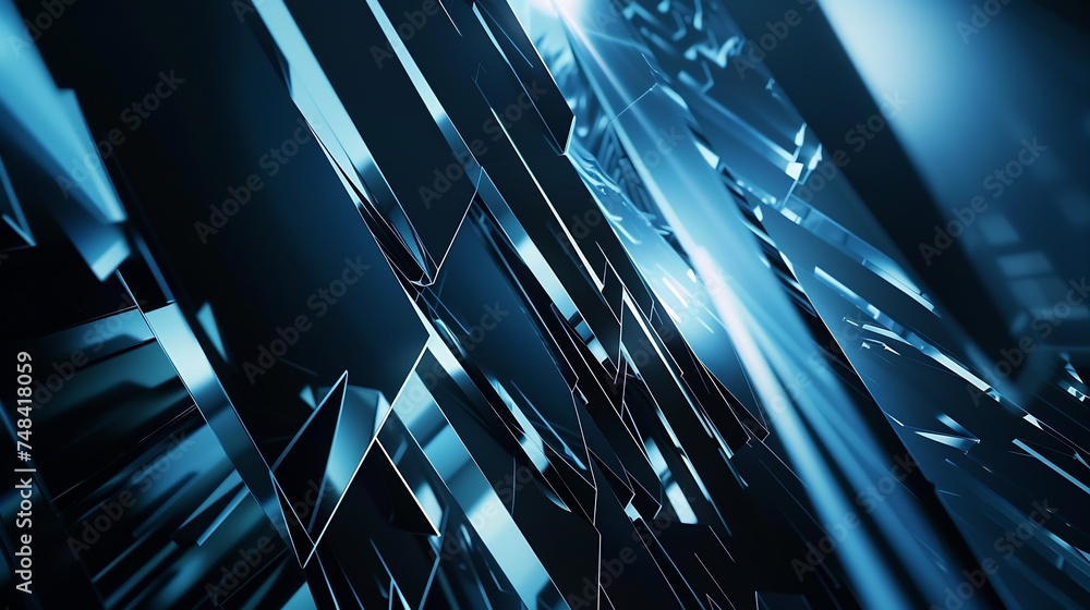 Poster black blue abstract modern background for design dark geometric shape 3d effect diagonal lines strip