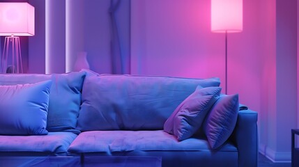 Modern living room interior with stylish comfortable sofa Banner design : Generative AI
