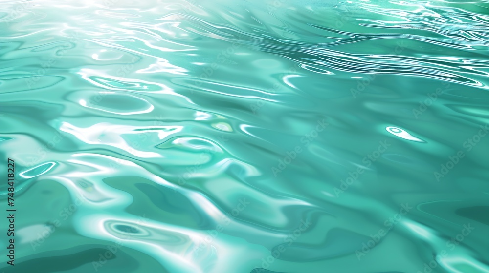 Fototapete Abstract blue green background Reflection of sunlight on a wavy water surface Ripples Beautiful teal background with copy space for design Web banner : Generative AI