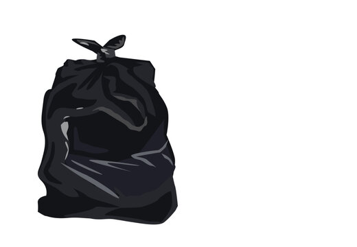 Black bag of garbage or scrap concept. Editable Clip Art.