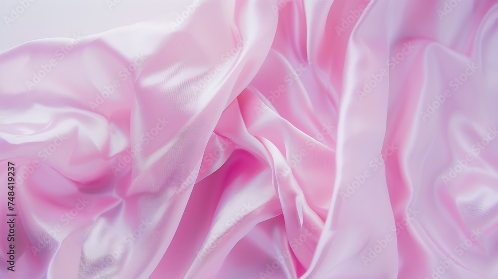 Aufkleber light delicate pink silk satin fabric elegant background with space for design flat lay table top vi