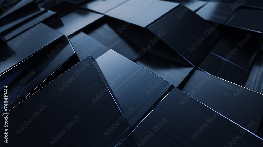 Poster black blue abstract modern background for design dark geometric shape 3d effect diagonal lines strip