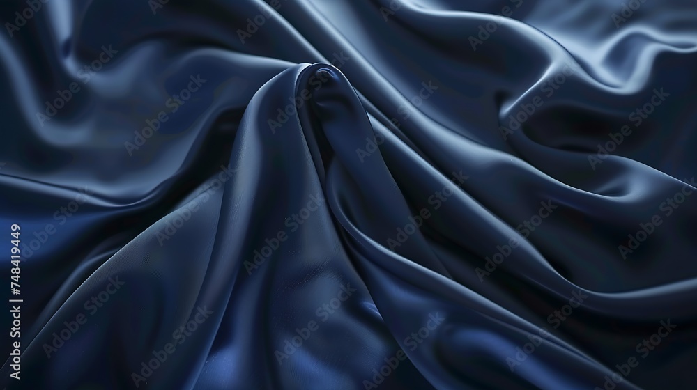 Poster Navy blue abstract background Gradient Silk fabric surface texture Elegant background with copy space for design : Generative AI