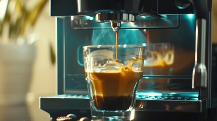 process of making single espresso using espresso machine : Generative AI