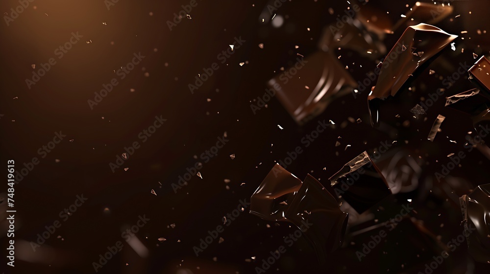 Leinwandbilder dark brown background with light abstract chocolate background wide banner with copy space : generat