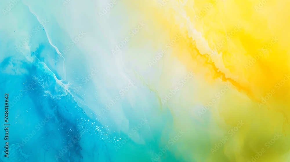 Poster abstract yellow green blue watercolor art background with copy space for design wide banner panorami