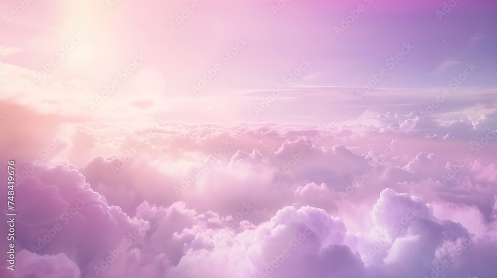 Poster Purple pink sky with clouds Background with copy space for design : Generative AI