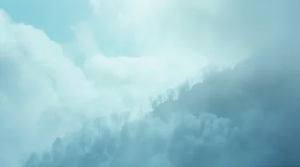Tuinposter Fog on the mountain : Generative AI © Generative AI