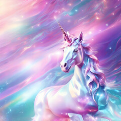 Obraz na płótnie Canvas holographic rainbow unicorn pastel purple pink teal colors abstract background