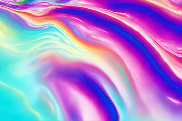 Fluid iridescent multicolored background, Holographic neon effect