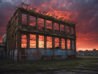 Fotobehang old abandoned factory © Amber