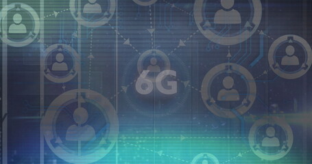 Obraz premium Image of 6g text, scope scanning and data processing