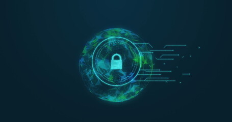 Image of data processing over globe