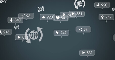 Image of media icons on gray background