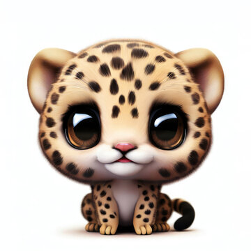 3D Cute smile little leopard