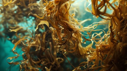 The thick tangling mass of Sargassum creates a mazelike environment for sea creatures transforming the ocean floor into a labyrinth of twists and turns. An endless labyrinth - obrazy, fototapety, plakaty