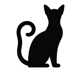 Black and white vector illustration of Abyssinian Cat.