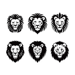 Obraz premium colletion of minimalistic lion head vector