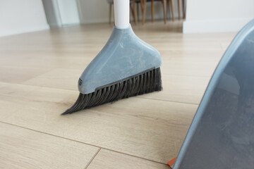 floor dust with dust pan close up ,