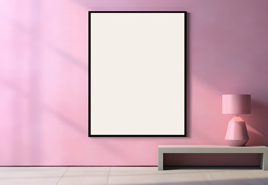 Empty picture frame simulation wall Modern living room design, with elegant decorations.