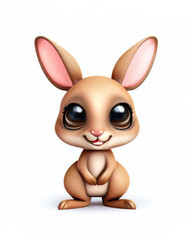 3D Cute smile little kangaroo kawaii character