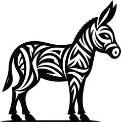 donkey horse animal silhouette in ethnic tribal tattoo, 