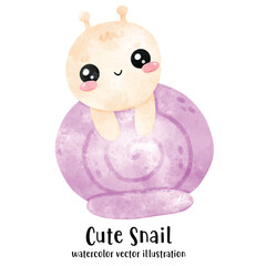cute snail, watercolor, snail, vector, illustration