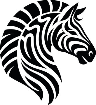 zebra horse animal silhouette in ethnic tribal tattoo, 