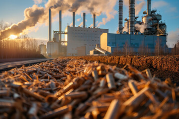 Biomass power plant. - obrazy, fototapety, plakaty