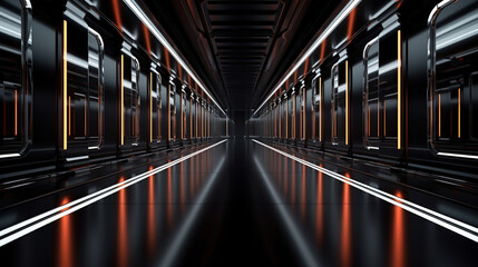 futuristic dark corridor interior design