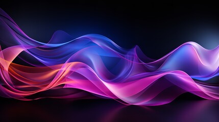 This mesmerizing abstract digital art depicts a purple and pink wave on a black background. The wave is smooth and flowing, and it appears to be suspended in mid-air.