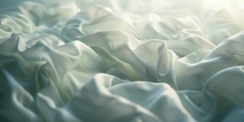 Obraz premium Abstract White pillowy fabric, weave of cotton or linen satin fabric lies texture background. 