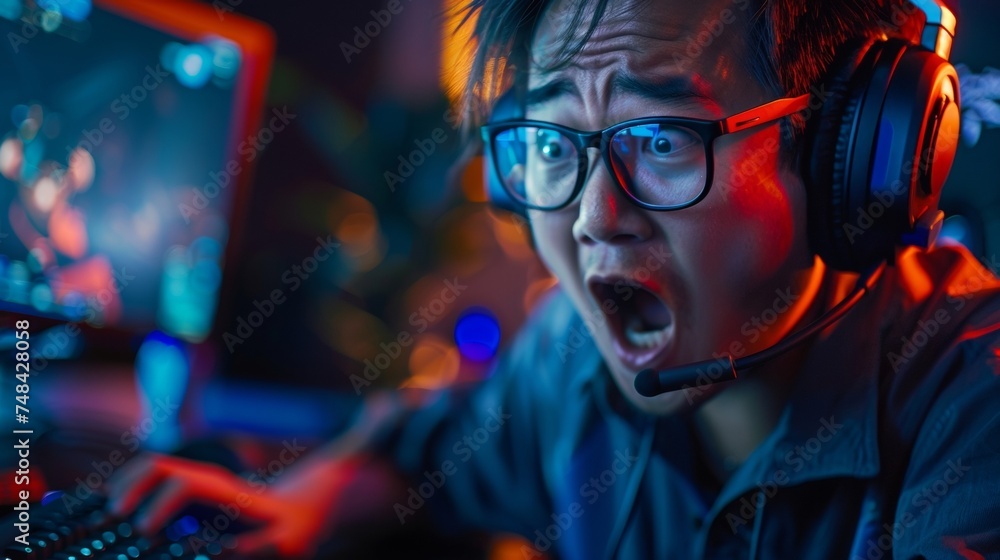 Aufkleber the determination and grit on a players face as they press buttons and frantically move their mouse 
