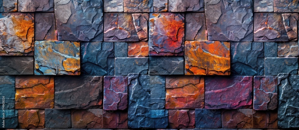 Poster the close-up shot showcases a wall constructed entirely of rocks, each one varying in size and shape