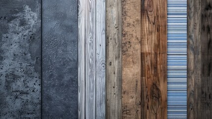 A collection of various colored wooden planks neatly stacked together, showcasing the different shades and textures of the wood.