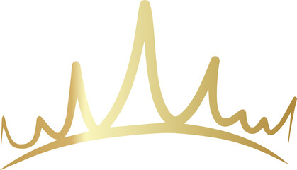 Royal crown of gold set. Element drawn by hand