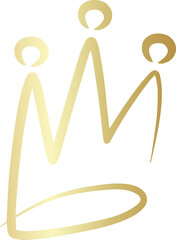 Royal crown of gold set. Element drawn by hand