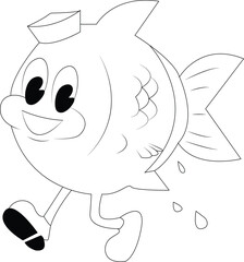 Funny fish coloring page for children