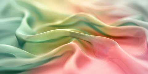 Obraz premium Abstract soft green and pink gradient fabric red weave of cotton or linen satin fabric lies texture background. 