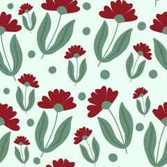 seamless pattern with red flowers