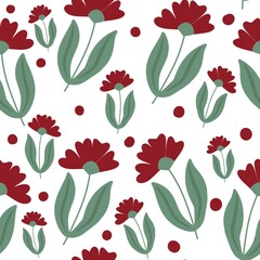 seamless pattern with red flowers 